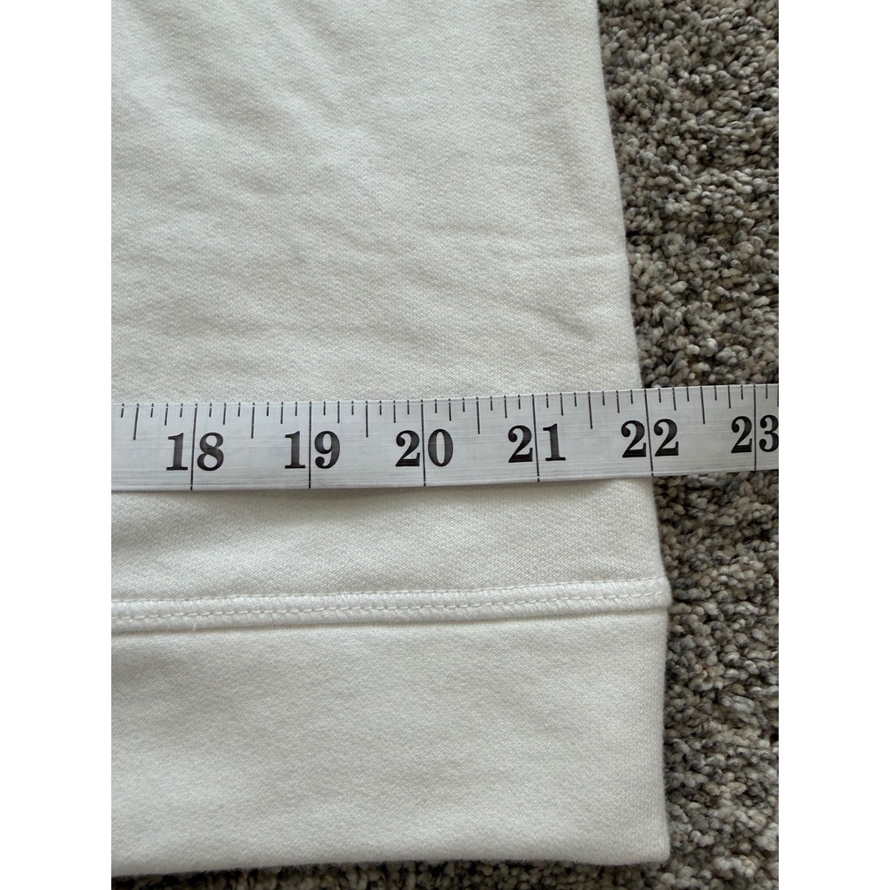 Albion Fit Women White Script Logo Crewneck Sweatshirt Size M Cotton Fleece EUC - Picture 6 of 7